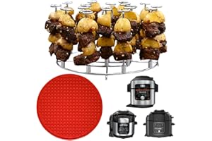 INFRAOVENS Pressure Cooker Accessories Rack For Ninja Foodi 8-Quart OL701, OL601, OS400, FD401 and Air Fryer, Set with Silicone Heat Resistant Liner, Skewer Stand for Kabobs 10-in-1, 14-in-1, 12-in-1
