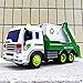 FUN LITTLE TOYS Special Garbage Truck Dump Truck Friction Powered 1:16 Simulation Truck Light Sound, 6 Wheels a Movable Bed, Green White