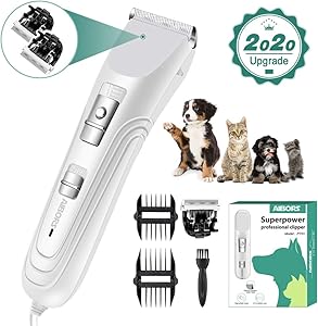AIBORS Dog Grooming Clippers kit with 12V High Power Low Noise for Thick Coats Heavy Duty Plug-in Pet Trimmer Electric Professional Hair Clippers for Dogs Cats Pets