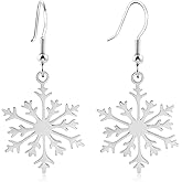 LAXPICOL Snowflake Earrings For Women Stainless Steel Dangle Drop Earrings Fish Hook Winter Snowflake Christmas gifts