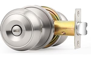 Probrico Brushed Nickel Interior Door Knob, Privacy Door Knob for Bathroom Bedroom, Stainless Steel Door Knob with Lock for I