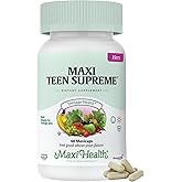 Teen Vitamins for Girls 12-17 - Teen Multivitamin Supreme with D3, Iron, Calcium, Biotin, Digestive Enzymes – Teenager Girl Multi Vitamins for Energy, Immune & Mood Support – 60 Count