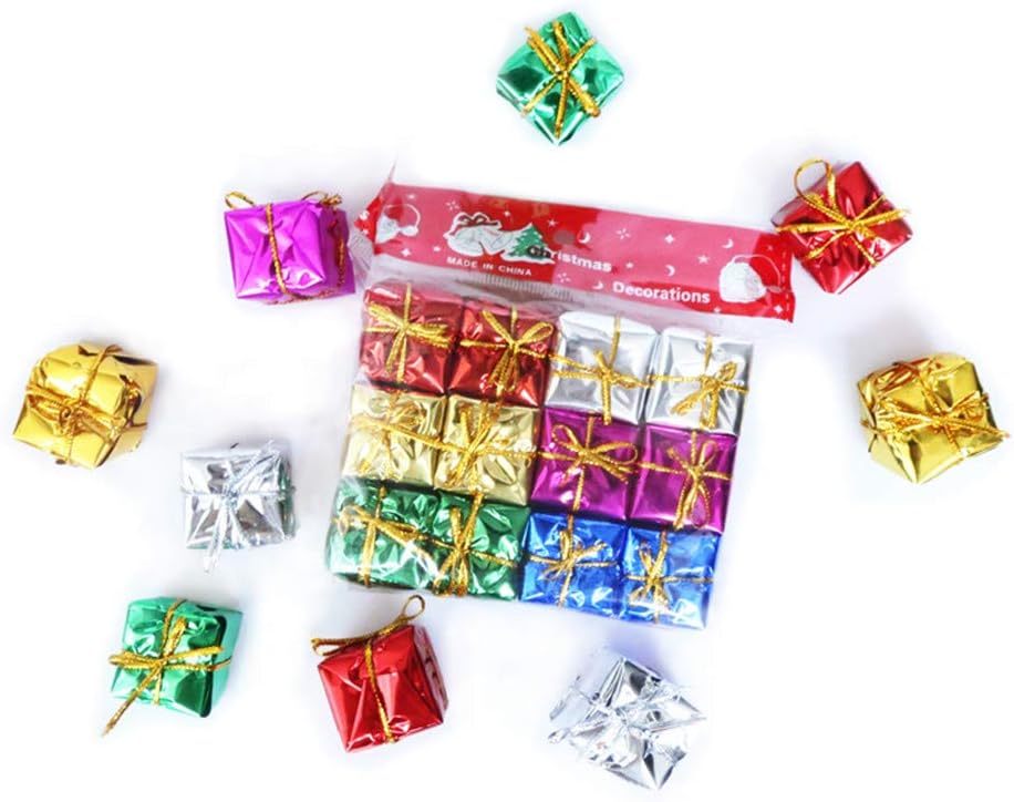 Holiday Décor Storage - Christmas Tree Decor 24 Pcs Mini Christmas Assorted Color Foil Boxes Handmade Gift Boxes Tree Ornaments,Assorted Colors