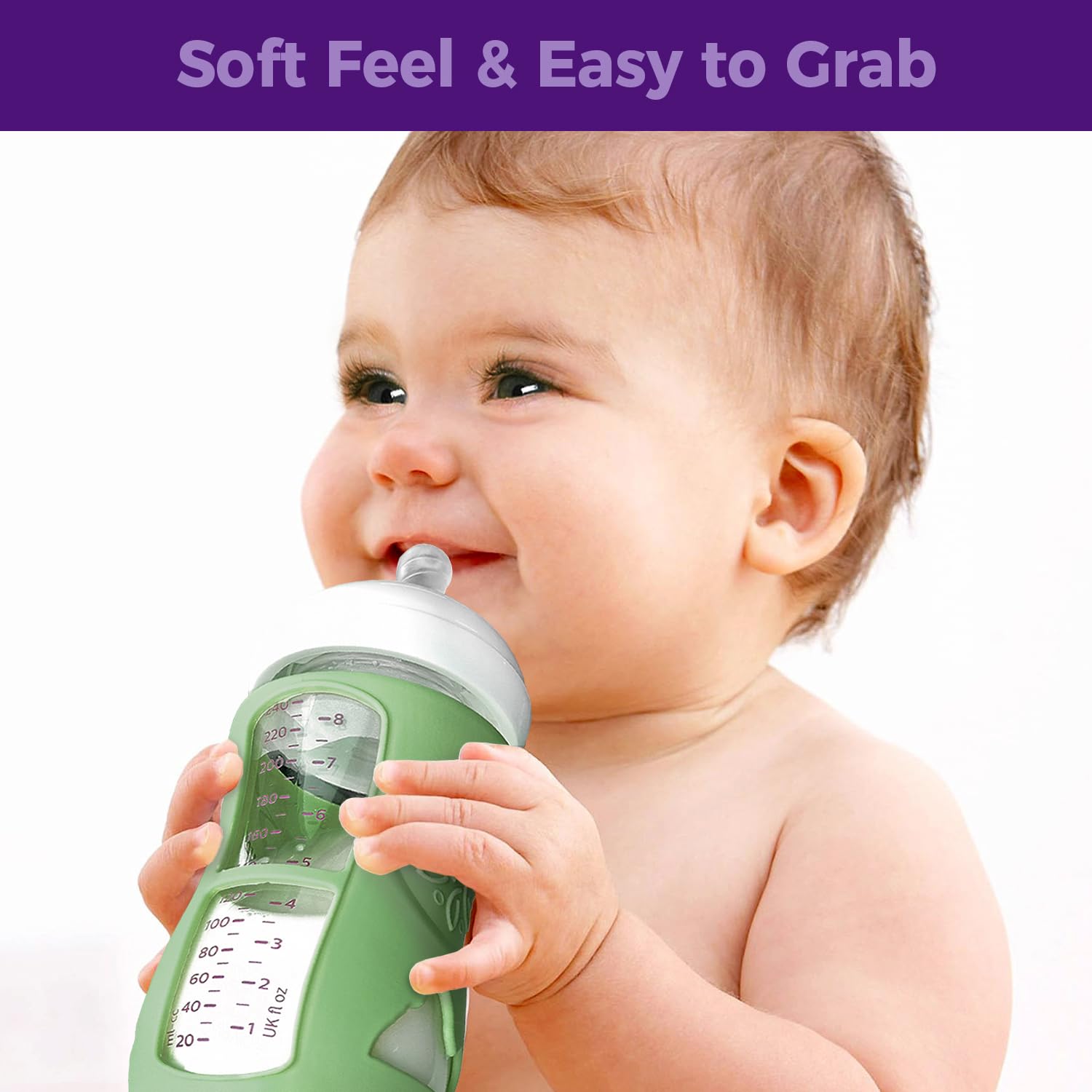 3 Pack Silicone Sleeve for Philips Avent Glass Bottle - Shatter Proof Natural Silicone Bottle Sleeve for Anti Colic Baby Bottles 8 oz & 4 oz - Anti Flow Sleeve for Infant Bottles