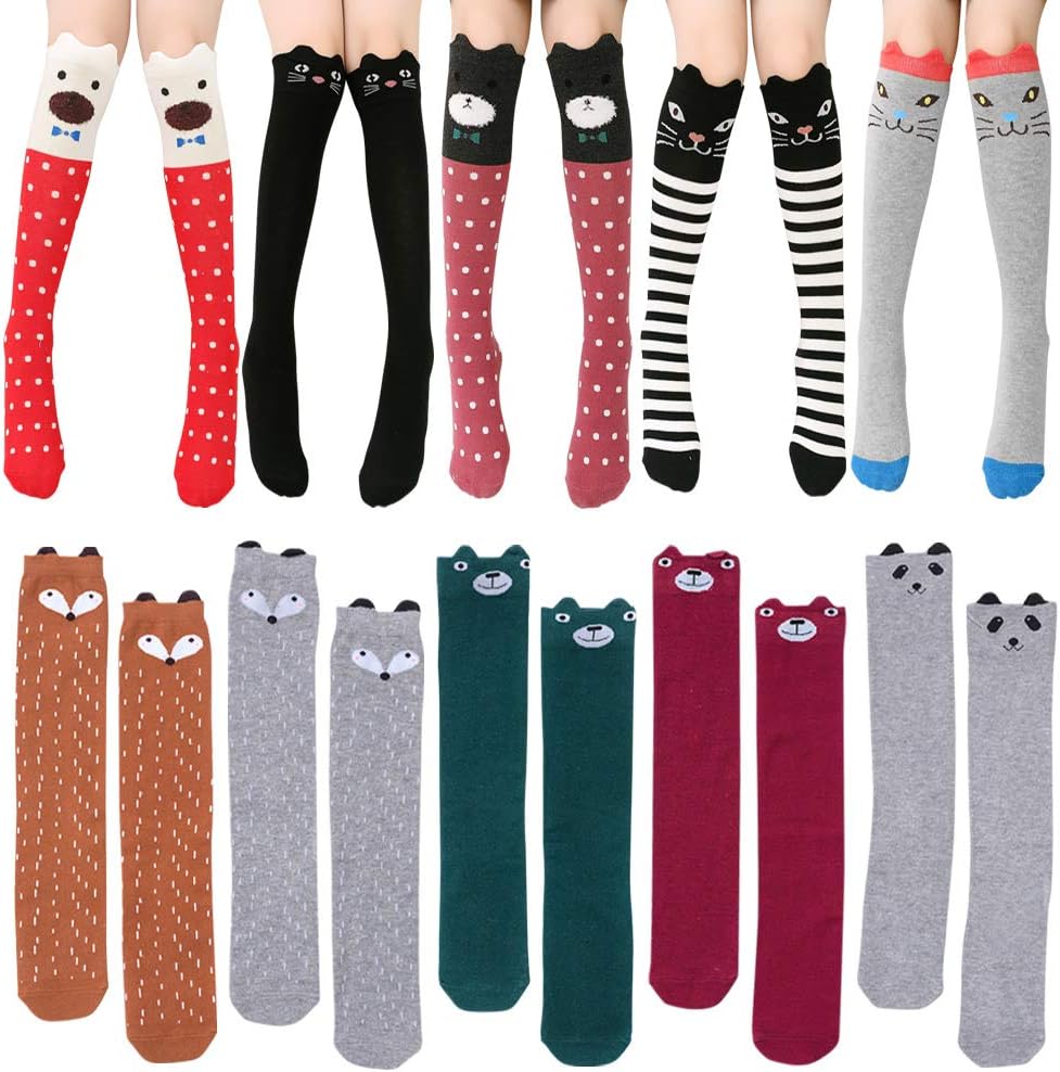 Wocharm Kids Girls Knee High Socks Cartoon Animal Cotton stockings