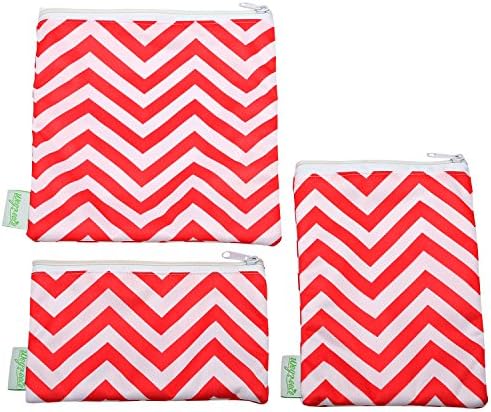 Wegreeco Reusable Snack Bags - Set of 3, (Chevron Red)