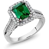 Gem Stone King 2-4 Cttw Emerald Cut Gemstone Birthstone Wedding Anniversary Promise Engagement Ring For Women | 925 Sterling Silver | Emerald Cut 9X7MM | Available In Size 5, 6, 7, 8, 9