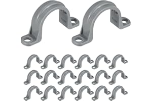 QWORK PVC Pipe Strap, 20 Pack 3/4 Inch PVC Conduit Clamp, 2-Hole Conduit Clamps for Securing PVC Pipes, Conduits, Cables