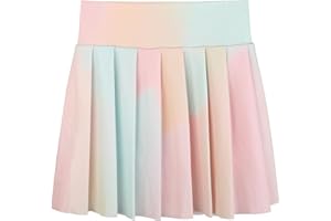 SPFAS Girls Tennis Skirt with Shorts Pleated Skort Kids Athletic Golf Skirt with 2 Pockets for School Cheerleading 4-15 Years