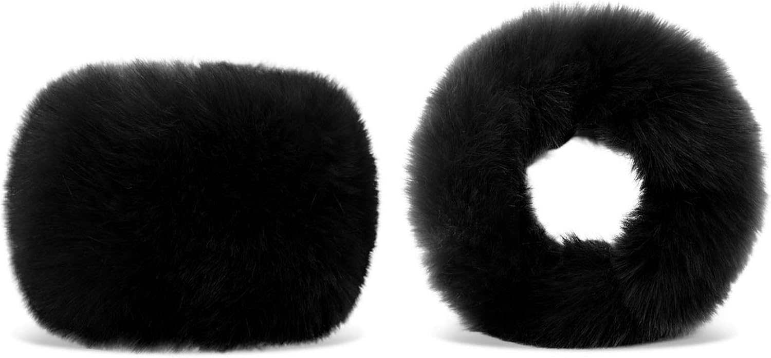 Simplicity Ladies Winter Faux Fur Wrist Warmer Cuff Wristband, Black: Clothing