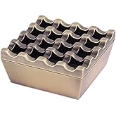 Vintage Metal Small Cigar Ashtrays,16 Grids Novelty Fashion Windproof Cigarettes Ashtray Tabletop Decor Cigarillo Ash Tray,Bronze