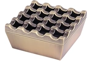 Honoro Vintage Metal Cigar Ashtrays,16 Grids Novelty Fashion Windproof Cigarettes Ashtray Tabletop Decor Ash Tray,Bronze