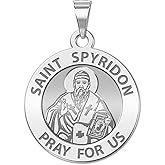 PicturesOnGold.com Saint Spyridon Religious Medal - 2/3 Inch Size of Dime, Sterling Silver