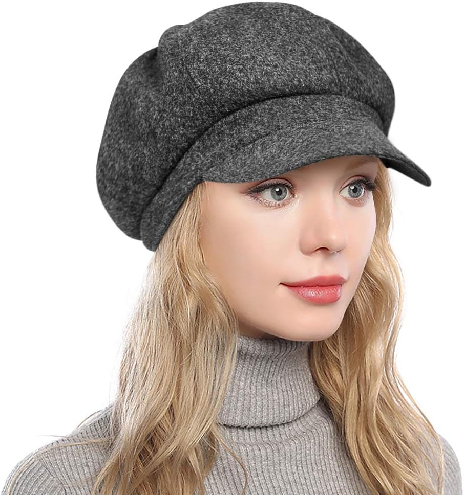 PanPacSightWomen's Newsboy Hats Fall Wool Cabbie Beret Tweed Girls Paperboy Cap
