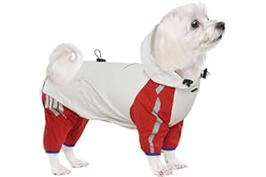 BRKURLEG Dog Raincoat Reflective Pet Poncho for Small Dogs Boy Girl, Pet Waterproof Rainproof Jacket with Leash Hole, 4 Legs 