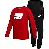 New Balance Boys Jogger Set - 2 Piece Athletic Jersey Graphic Long Sleeve Shirt and Tricot Jogger Sweatpants for Boys (8-16)
