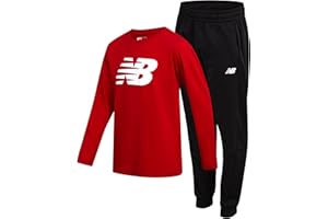 New Balance Boys Jogger Set - 2 Piece Athletic Jersey Graphic Long Sleeve Shirt and Tricot Jogger Sweatpants for Boys (8-16)