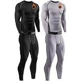 Celfaeree 2 Packs Compression Set Men Thermal Underwear for Men Long Johns for Mens Thermals Top and Bottom Set