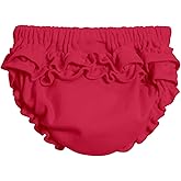City Threads Made in USA Baby Girls Ruffled Diaper Covers Bloomers Soft Cotton Fashionable Cute SPD Sensory Friendly, Candy Apple Red, 3/6 M