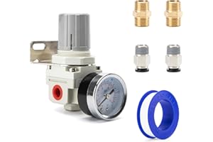 EBEIZZI 1/4" NPT Air Pressure Regulator | Air Regulator for Compressor|Air Compressor Regulator |Air Drying System |150 psi Steel-Protected Gauge