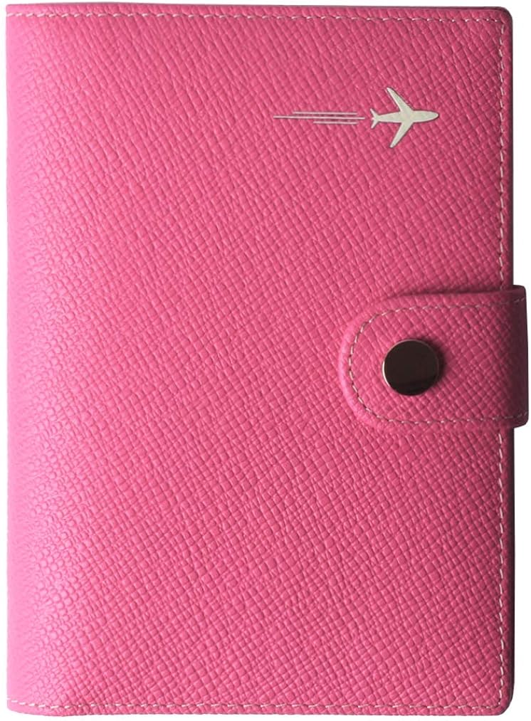 Passport Holder Cover Wallet RFID Blocking Leather Card Case Travel Document Organizer Pink: Clothing