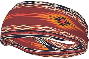 Qchaor Native American Southwestern Navajo Art Fashionable Sports Decoration, Sweat Resistant Headband, Hair Band, Breathable Sweat Wicking Fitness Equipment Headbands for Women Men, Black