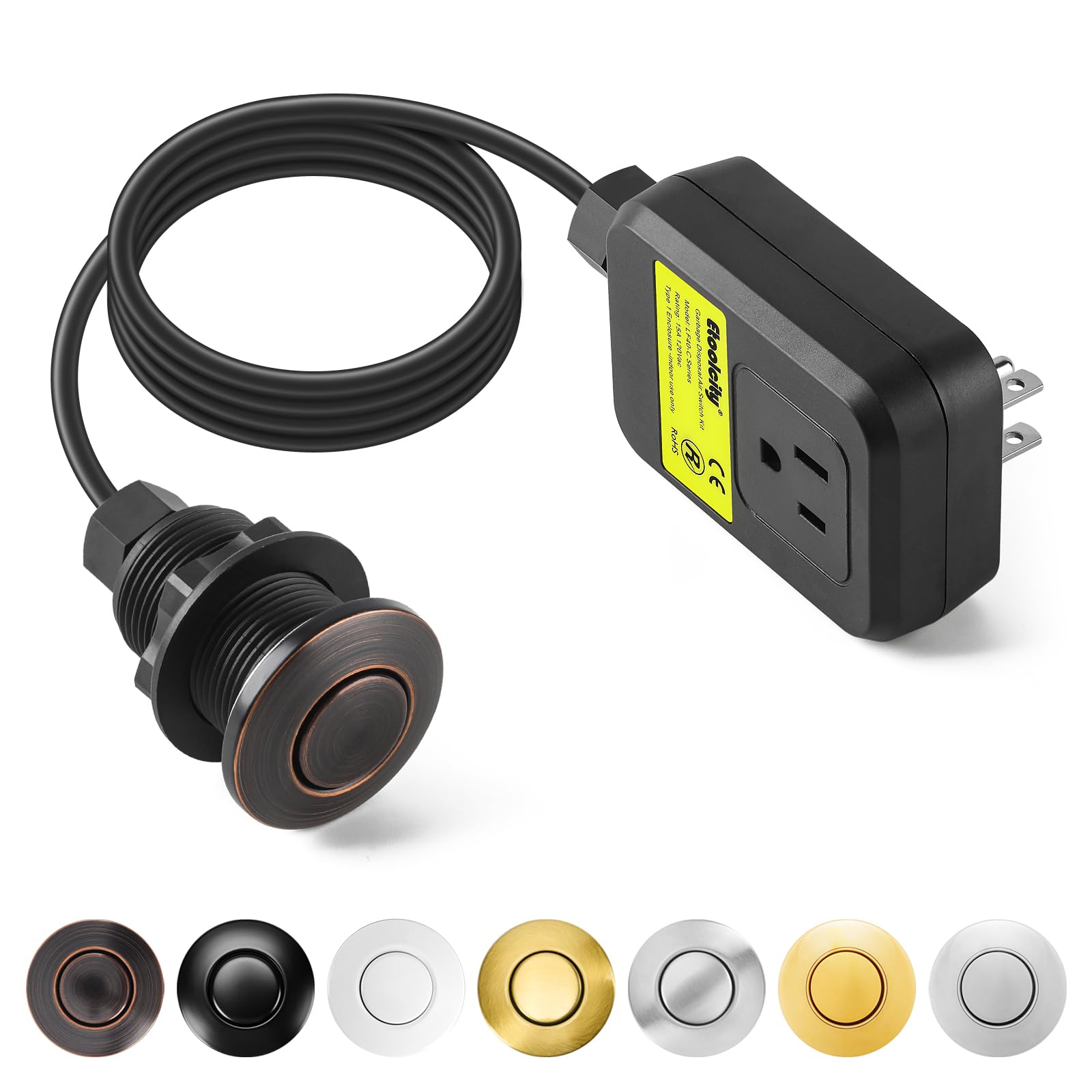 Photo 1 of Garbage Disposal Air Switch Kit Sink Top Waste Disposal Stainless Steel Oil Rubbed Bronze On/Off Air Button Food and Waste Disposals Part by Etoolcity, UL Listed