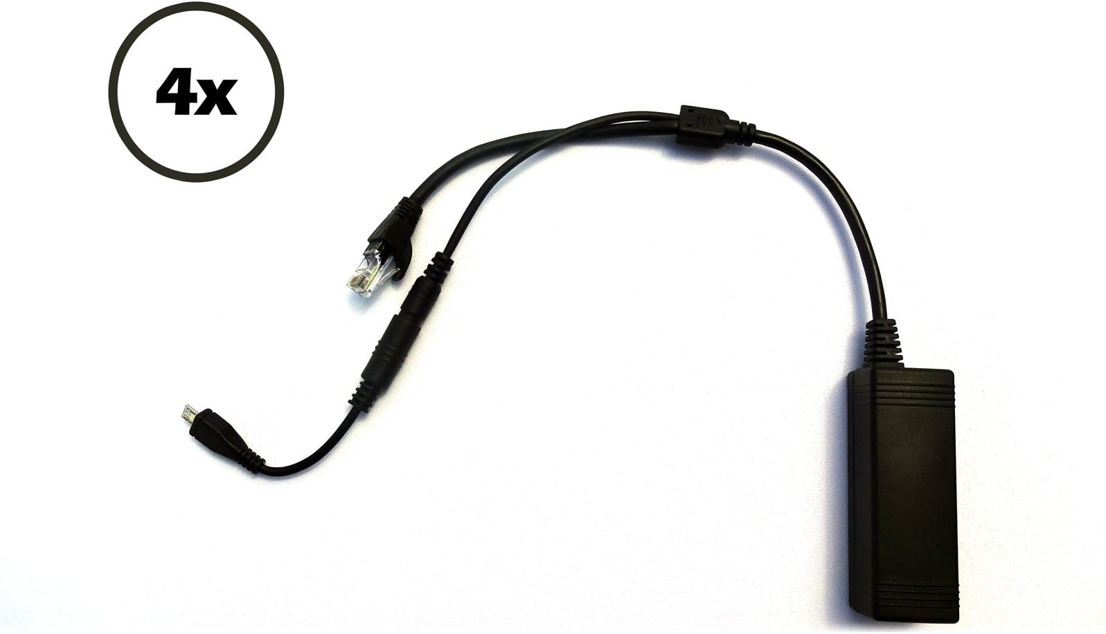 4-PACK PoE to micro-USB splitter/adapter for Raspberry Pi (IEEE802.3af)