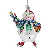 Noble Gems™ Snowman With Christmas Tree Glass Ornament