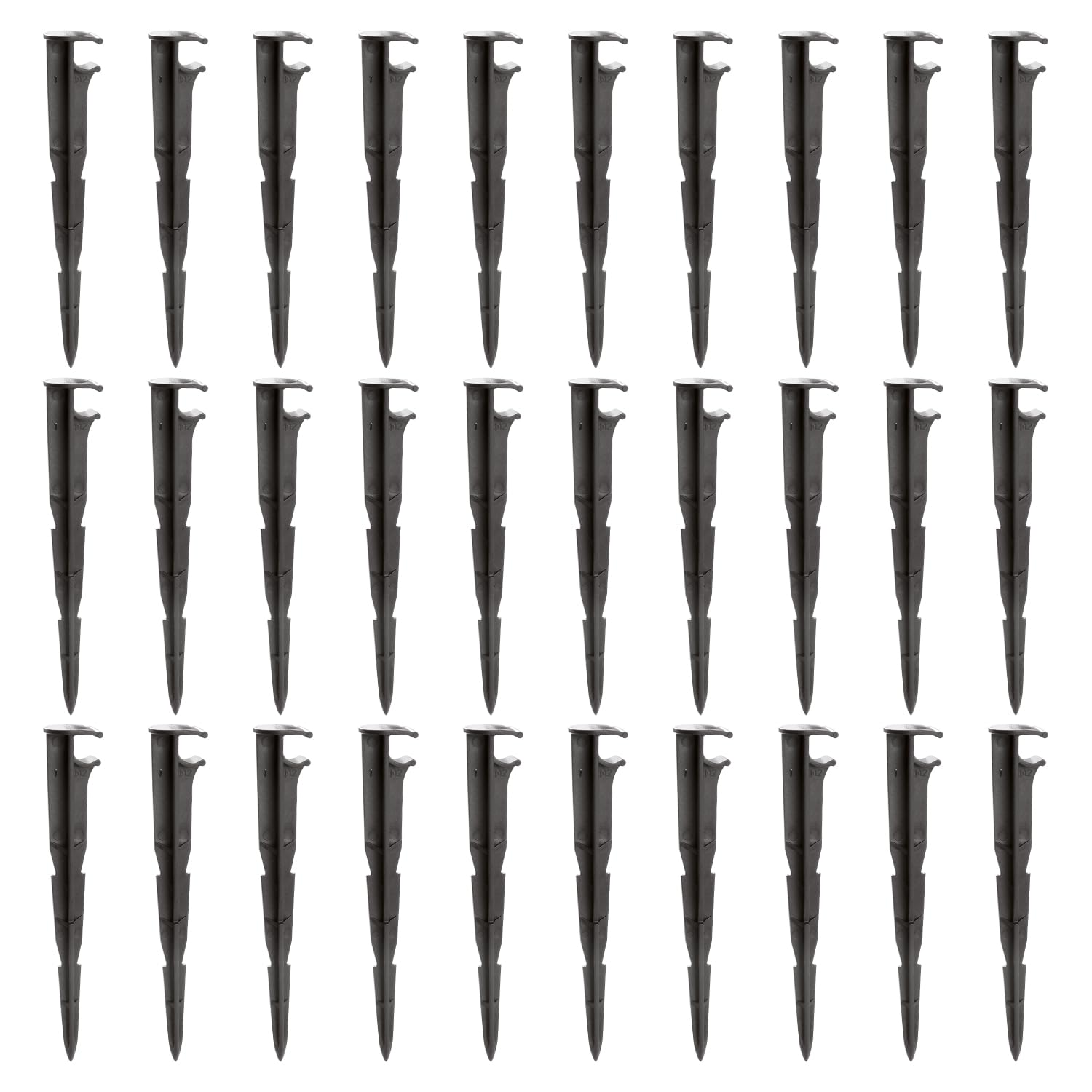 VooGenzek 30 PCS 8/12mm Drip Irrigation Kit, Black Plastic Drip Support Stakes for 8/12mm Hose, Vegetable Gardens, Flower Beds
