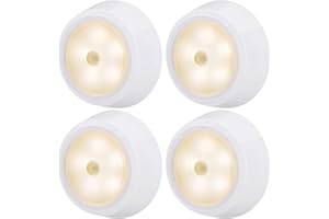 BIGLIGHT Battery Operated Motion Sensor Closet Lights, Wireless Puck Lights, Push Light, Tap Light, Stick on LED Night Light for Under Cabinet Counter Stairs Shelf Safe Pantry, 3.15 Inches, 4 Pack