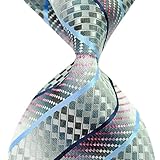 Towallmark New Classic Paisleys Silver&Grey Jaquard Woven 100% Silk Men's Tie Neckties