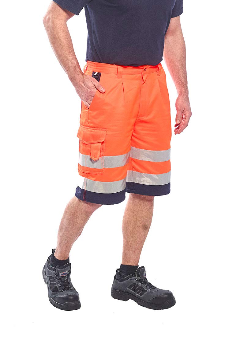 Portwest Hi-Vis Poly-cotton Shorts, Size: S, Colour: Orange/Navy, E043ONRS