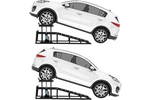 ELITEEDGE 2 Pack Hydraulic Car and Truck Service Ramps,Low Profile Car Lift Service Ramps for Oil Changes,11000 Lbs (5 Tons), Adjustable Lift Height 9.8" to 16.21", Home Garage,Vehicle Auto Garage