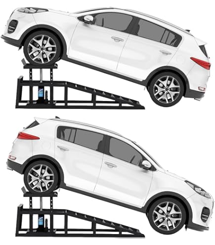 2PCS Hydraulic Car Ramps - 10,000 Lbs Capacity Adjustable Vehicle Lift ...
