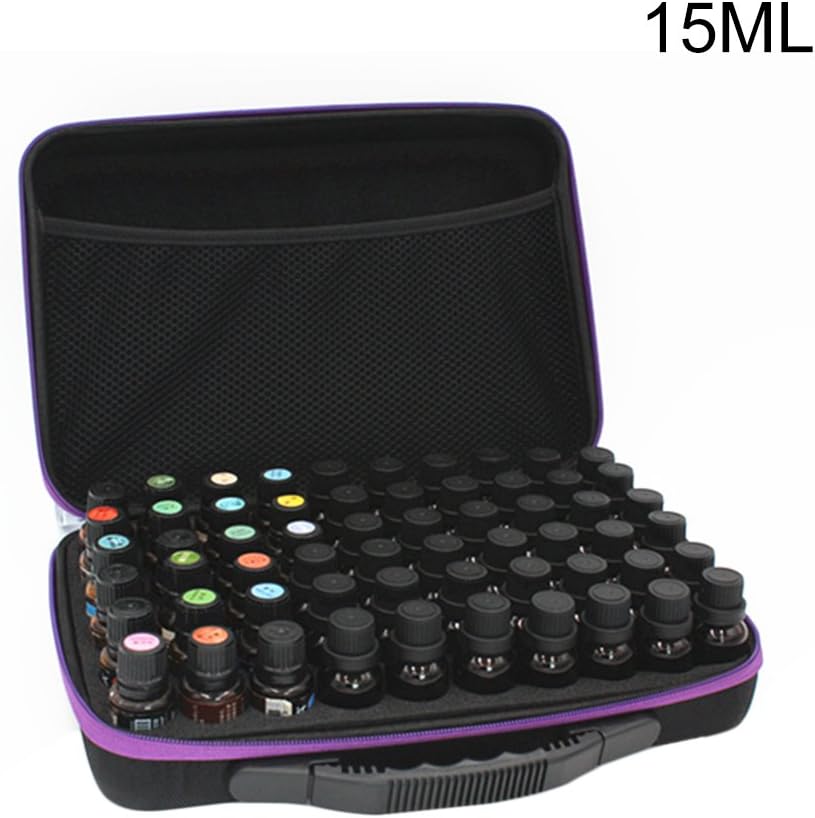 Yozhanhua 60 Bottles Durable Waterproof Hard Shell EVA Large Capacity Essential Oils Handle Carrying Case Bag Nail Polish Storage Box Foam Insert Organizer Tote(Essential oil not included)