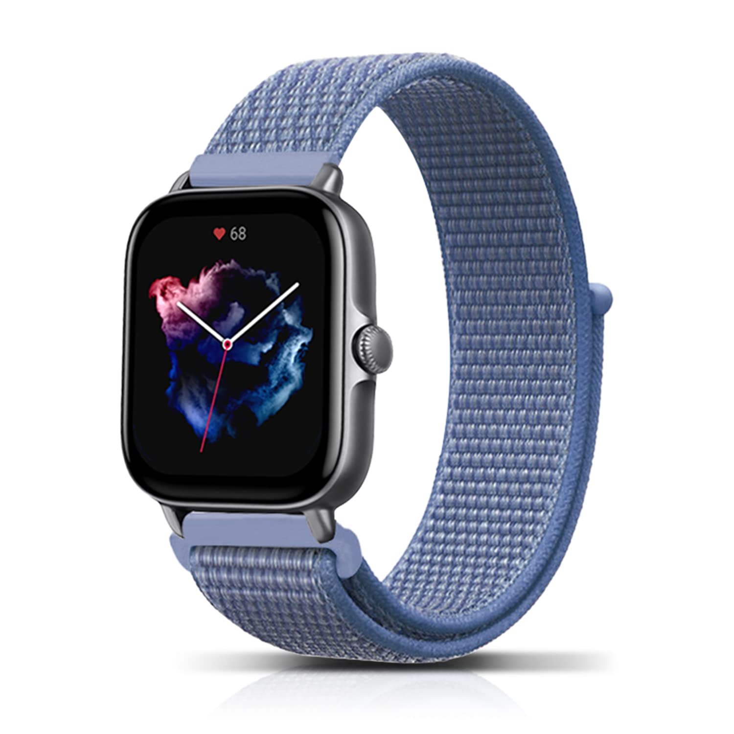 PaceBid 20mm Nylon Strap Compatible with Amazfit Active 2 Square/GTR Mini/GTS 4/4 Mini/Bip 3/Bip3 Pro/GTS 3/2, Soft Adjustable Nylon Watch Band for Amazfit Active 2/GTR 42mm/Bip S - Blue