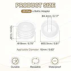 PATIKIL Bottle Adapter 0.67"/17mm, 25 Pcs Press in