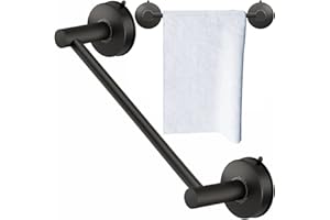DGYB Suction Cup Towel Bar for Bathroom 17 Inch Matte Black Towel Holder Stainless Steel Premium Kitchen Towel Rack Wall Mounted