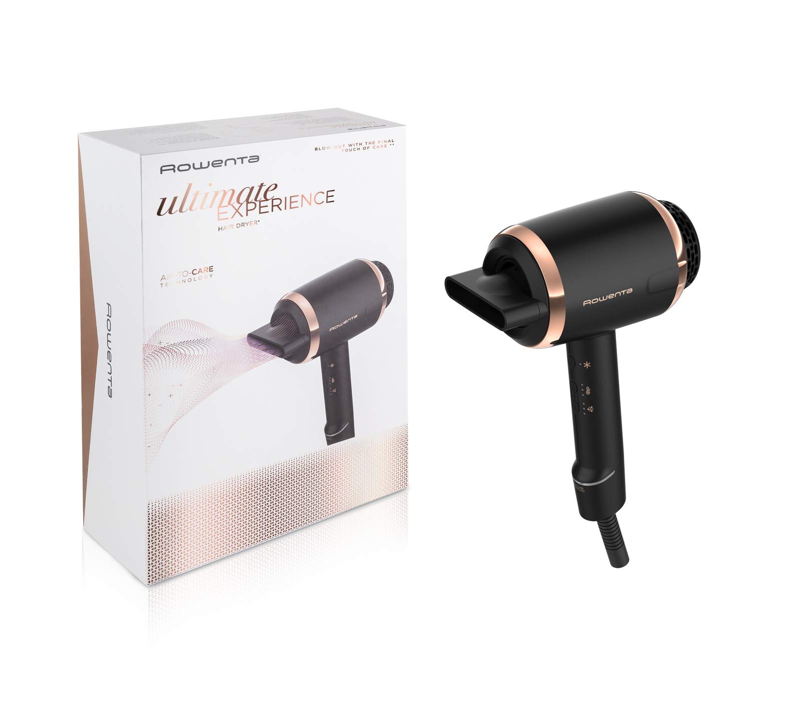 Rowenta Sèche-Cheveux, Moteur Digital Professionnel, Haute Performance, Réduit L'Électricité Statique et Les Frisottis, Protège Les Cheveux, Ultimate Expérience, Noir/Cuivre Cv9820F0