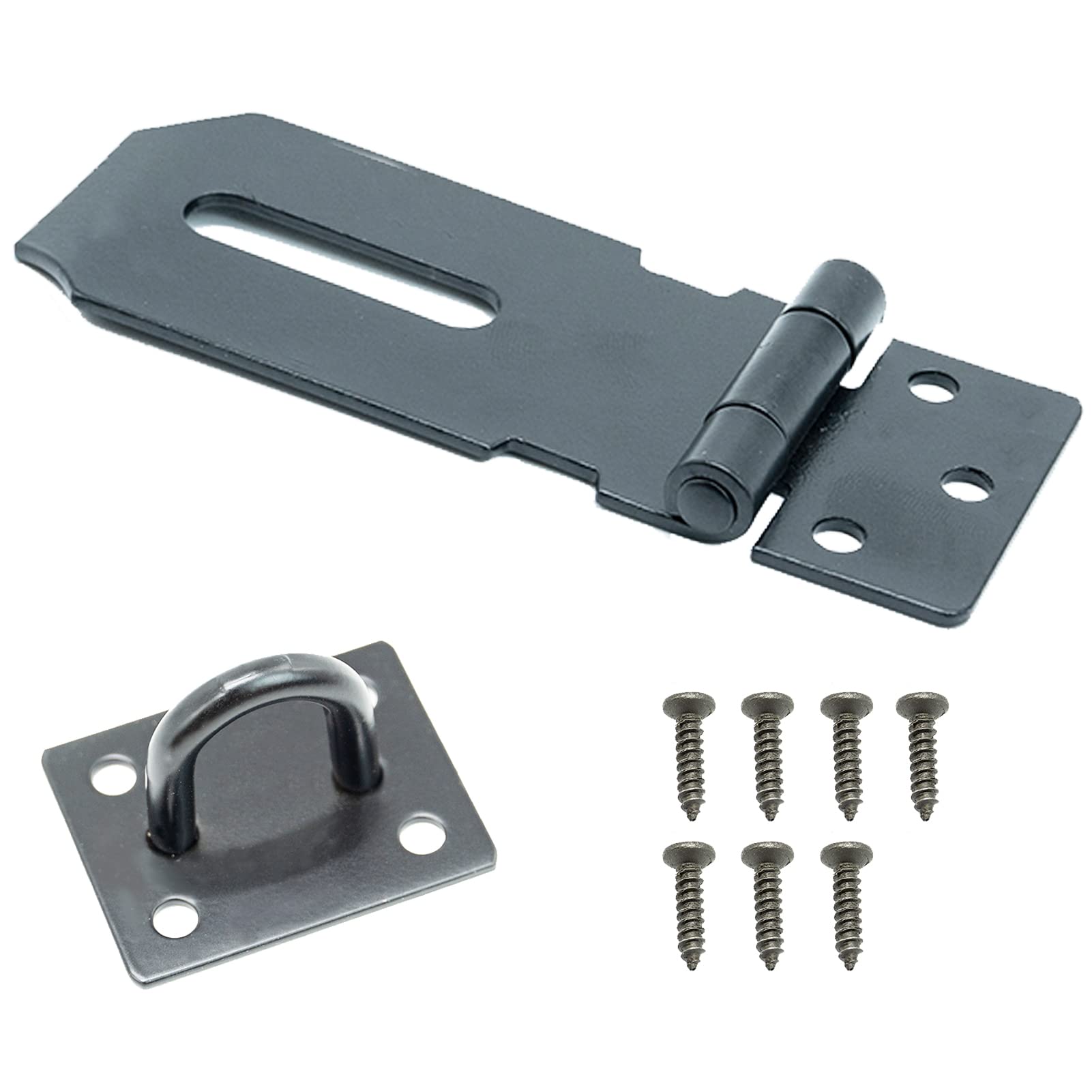 Door Padlock Hasp, 3 Inch Stainless Steel Padlock Hasp and Staple Shed Lock Hasp Shed Door Latch Heavy Duty Gate Lock Latch Security Hasp and Staple for Door Window Cabinet Pet Cage Crate
