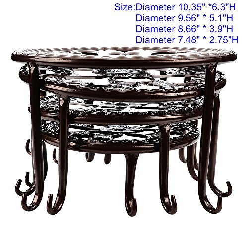 Metal Plants Stand Flowerpot Holder Iron Art Pot Holder, AISHN Flower Pot Supporting Indoor Outdoor Garden Pack of 4pcs with Different Size