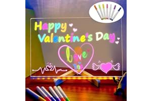 JITATY Led Note Board with Colors,Led Light Up Acrylic Message Board,Led Drawing Writing Board for Kids,Led Illuminated Drawing Board Dry Erase Board with Stand and 7 Pens for Office School (6 * 6in)