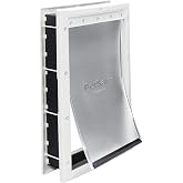 PetSafe Plastic Dog &amp; Cat Door, Pets up to 100 lb, Large | Interior &amp; Exterior Install, Snap-on Closing Panel, Security Cover Included, DIY Installation into Wood, PVC and Metal Panele
