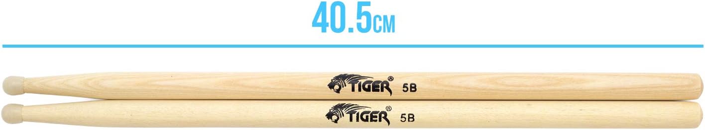Tiger 5B Hickory Drumsticks with Nylon Tips, Natural - Image 5