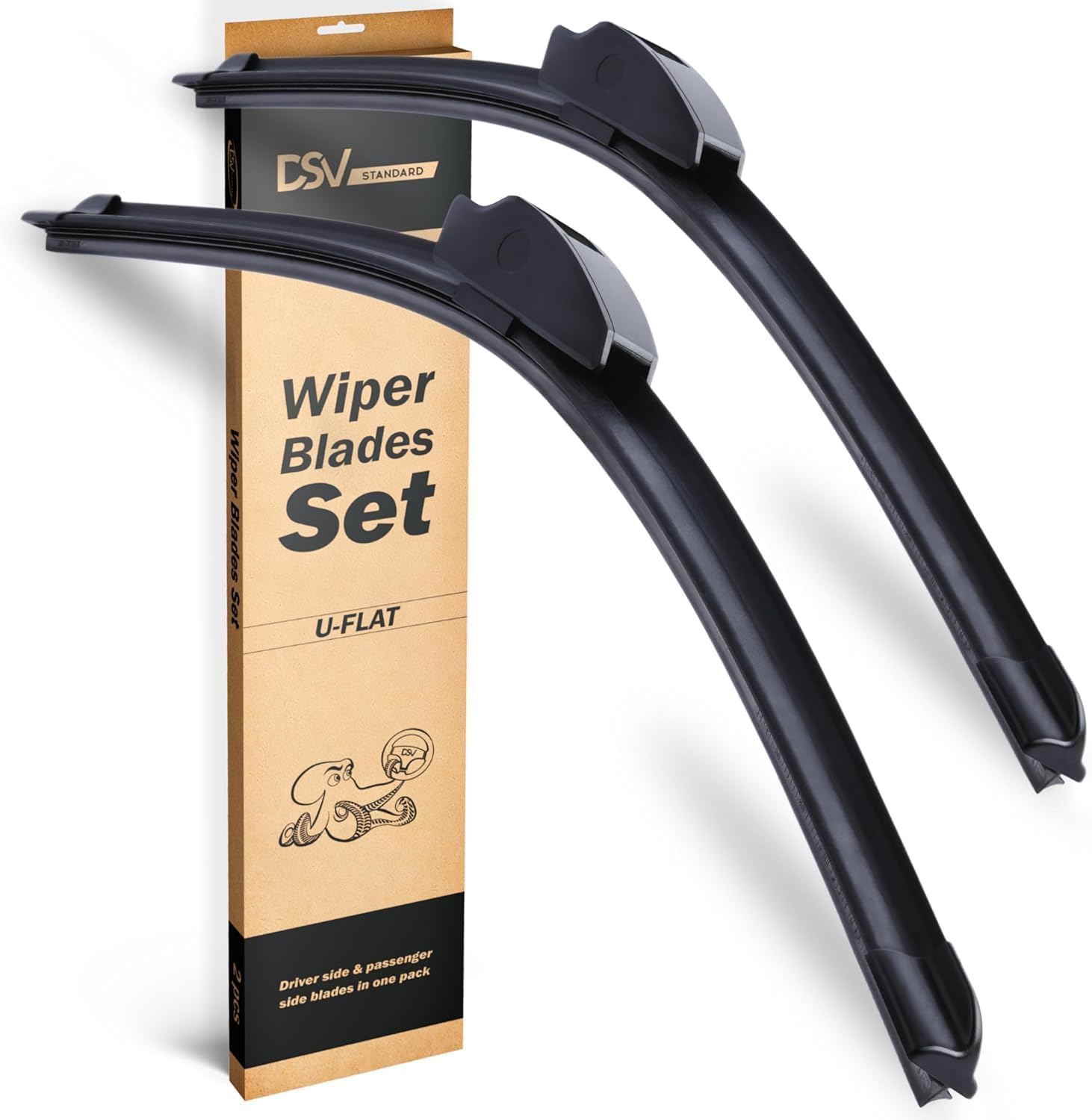 Photo 1 of OEM Quality Windshield Wiper Blades, 24” and 22” DSV Standard Car Wiper Blades With Universal U/J Hook Only, Automotive Replacement Wiper Blades for my Car, Water Repellency Wiper Blade, Pack of 2