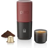WACACO Pixapresso Espresso Machine Electric &amp; Portable (Tuscan Red) | 4 Coffee Types, Fast Heat-up, 3 x 3000mAh Battery, Patented 8-16g Basket, Grounds &amp; Capsules, Touchscreen, For Travel Camping