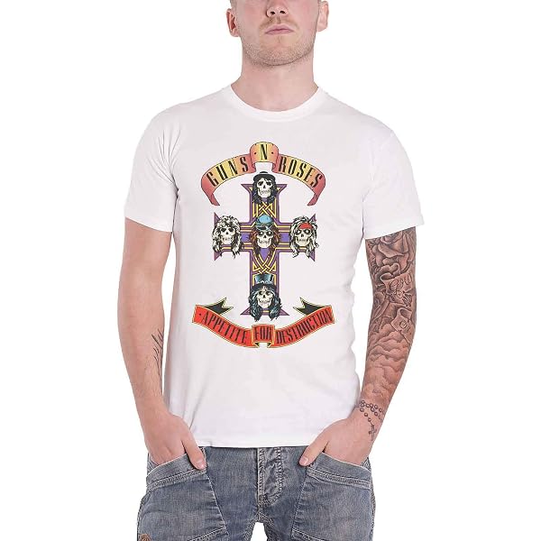 Official Guns N Roses Appetite For Destruction T-Shirt – Men’s Band Logo Tee In White (Size XXL) - View #7