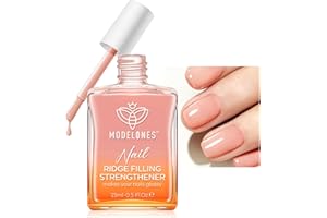 modelones Nail Strengthener and Growth Nail Hardener Extra Strong and Growth Nude Nail Polish Nail Repair for Damaged Nails Strengthening Polish Ridge Filler for Nails 15ml