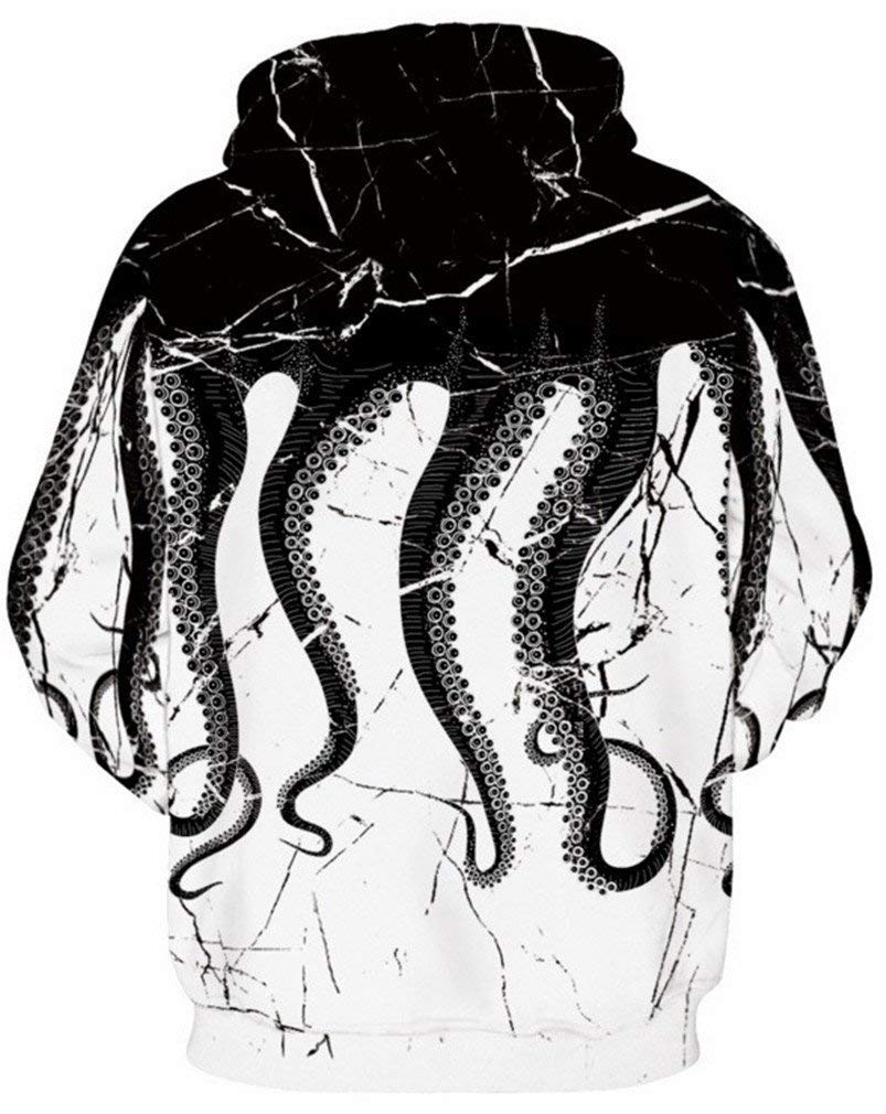 Vogseek Pull à Manches Longues à Capuche avec Grande Poche pour Homme Octopus S/M